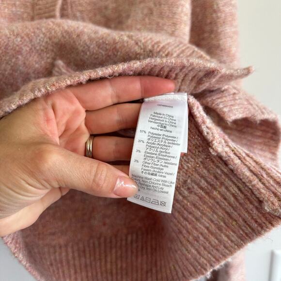 J. Crew Shimmer Lady Button Front Crew Neck Knit Cardigan Rose Blush Metallic M - Picture 8 of 11